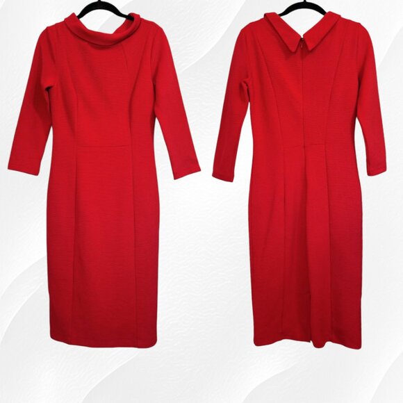 Hobbs London red Cordelia reverse-collar dress - Picture 1 of 12